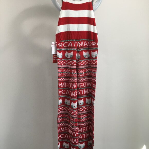 NWT EYESHADOW Meowy Catmas Cat Christmas Reindeer Antlers Applique Knit Overalls - Picture 11 of 16